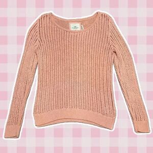 H&M LOGG Timeless Classic Woven Macrame Soft Girl Peach Cozycore Sweater Medium